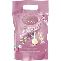 Lindt LINDOR Schokoladen Kugeln Sommer Mischung| 1 kg Beutel| 78 Schokoladen Kugeln | mit unendlich zartschmelzender Füllung| Schokoladengeschenk im Sommerbeutel | Jetzt gekühlter Versand