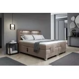 Fun-Möbel Boxspringbett Elektrisch Bett DAVIDE 200x200cm in Stoff Fresh Macchiato - Braun