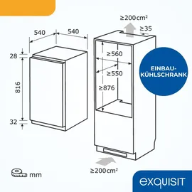 Exquisit EKS5131-4-E-040D Einbaukühlschrank (118 l, 880 mm hoch)