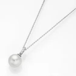 Perlenkette "Anhänger - Muschelkern Perle, Silber 925", weiß, GIORGIO MARTELLO MILANO, Halsketten, Damen, 43cm, Silber 925 (Sterlingsilber)