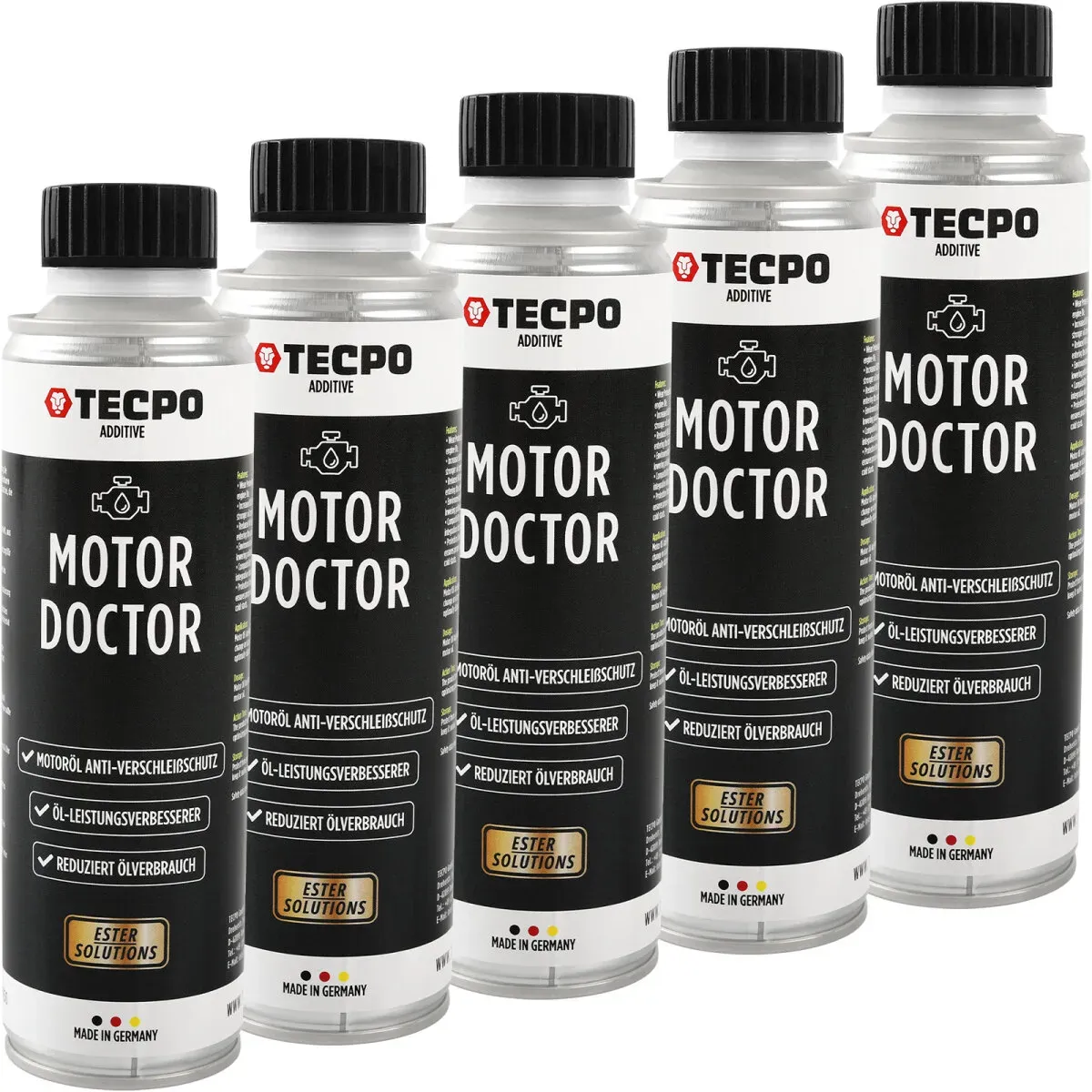 5x TECPO Motor Doctor Motoröl Anti-Verschleißschutz ESTER, 300 ml