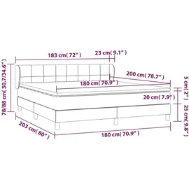 vidaXL Boxspringbett mit Matratze Taupe 180x200 cm Stoff