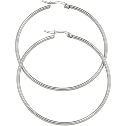 Paar Creolen JOBO "Ohrringe rund", silber (edelstahlfarben), Ohrringe, Damen, Edelstahl, Edelstahl