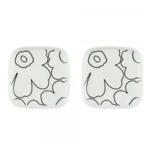 Marimekko - Oiva Piirto Unikko Teller, 10 x 10 cm, weiß / schwarz (2er-Set)