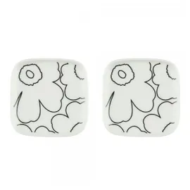 Marimekko - Oiva Piirto Unikko Teller, 10 x 10 cm, weiß / schwarz (2er-Set)
