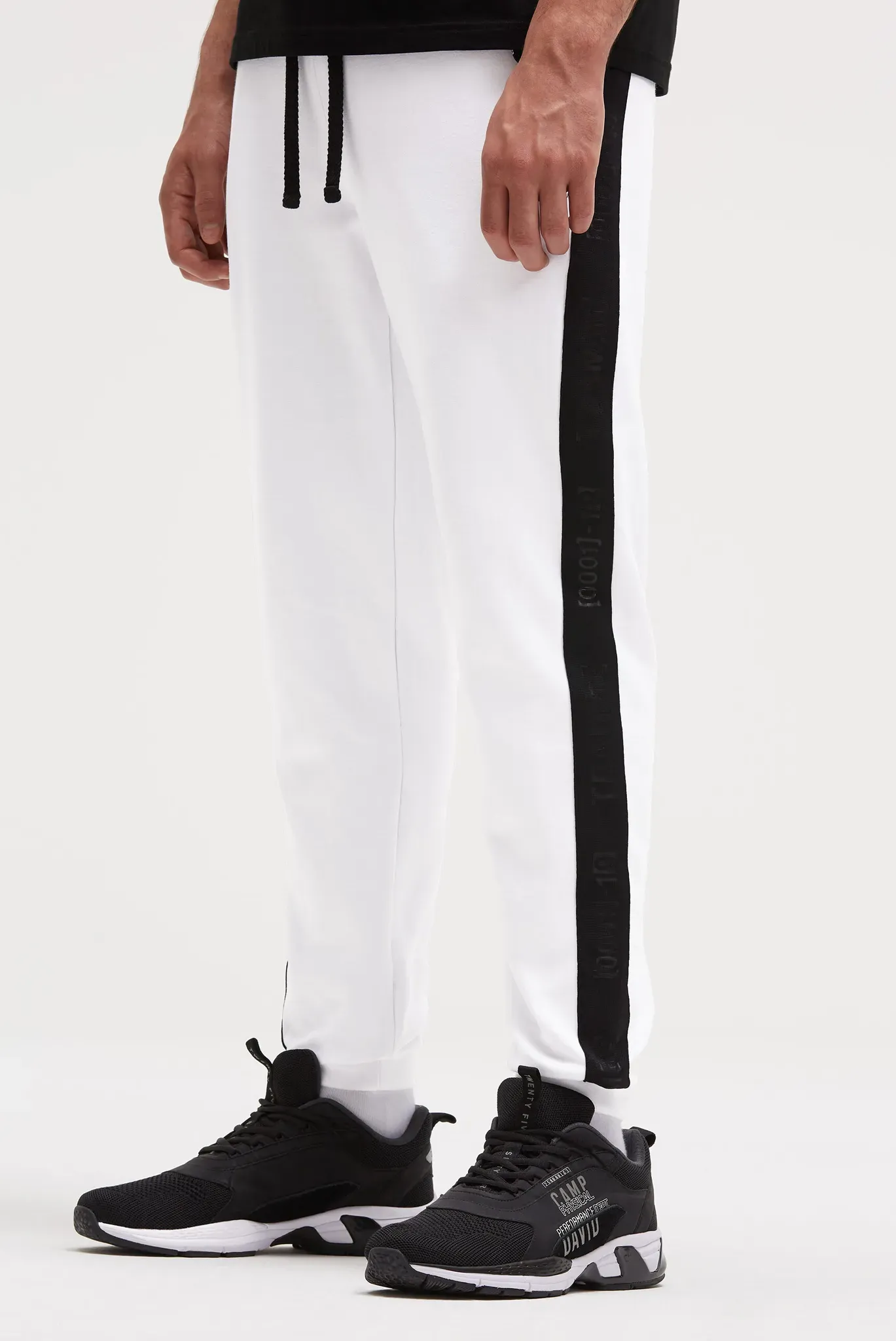 Sporthose CAMP DAVID, Herren, Gr. 3XL, Normalgrößen, weiß, Interlock, Material: 70% Baumwolle, 30% Polyester, bedruckt, relaxed fit lang, Hosen Sporthose, mit Reißverschlusstaschen