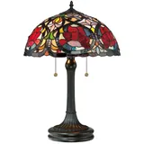 Elstead LIGHTING LED Tischleuchte, Leuchtmittel nicht inklusive, Tischleuchte Beistelllampe Wohnzimmerlampe Tiffany-Glas Metall bunt