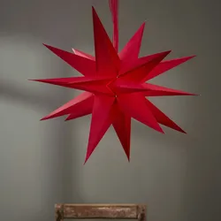 Papierstern December 3D Stern mit Band Weihnachtsstern Faltstern D: 45cm rot