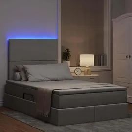 vidaXL Bett mit Stauraum und LED Hellgrau 120 x 190 cm Polyester