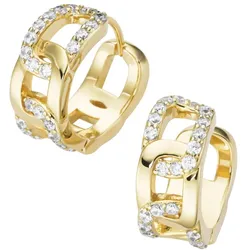 Giorgio Martello Milano Klappcreolen mit Zirkonia, Silber 925 Creolen   Gold Damen 