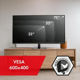 Maclean Brackets Universal TV-Ständer für RTV-Schrank max 40kg max VESA 600x400 für 32-75" TVs | Schwarz