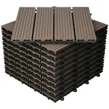 ECD Germany Terrassendielen WPC Terrassenfliesen mit Drainage und Klicksystem für Garten Balkon, BxL: je 30x30 cm, 22 mm Stärke, (44-St), Bodenbelag für 4m2 Dunkelbraun rutschfest Balkonfliesen Klickfliesen braun 30 cm x 30 cm