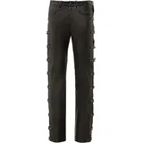 Ricano Lederhose Buckle Schnallenhose Weit Schwarz 34