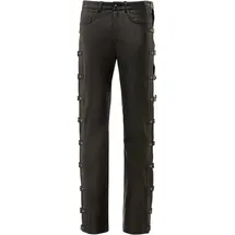 Ricano Lederhose Buckle Schnallenhose Weit Schwarz 34