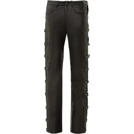 Ricano Lederhose Buckle Schnallenhose Weit Schwarz 34
