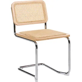 Beliani Esszimmerstuhl Cordova Rattan Hellbraun 2er Set