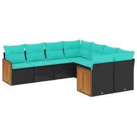 vidaXL Gartensofa-Set 8-tlg. schwarz