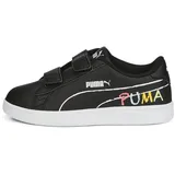 PUMA Smash v2 Home School V PS Sneaker, Black White-Sunset Glow-Nitro Blue-Sun Stream, 34 EU - 34 EU