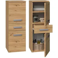 Topeshop NEL V DDS Artisan Aufbewahrungsschrank für Badezimmer Eiche