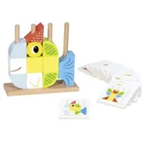 GoKi 58331 - Steckspiel Vario mit 12 Vorlagekärtchen, 29-teilig, Holz