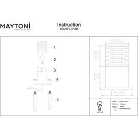 maytoni gmbh Bodenbeleuchtung Aluminium 25,0 cm E27 excl. 1x Schwarz