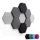 FENNEXT® Schallabsorber Wand Paneele [9 Stk.] für spürbar reduzierte Geräusche I Modernes Akustikbild aus Hexagon Akustikplatten I Unbedenkliche Akustikpaneele hergestellt in der EU I 3D Panels