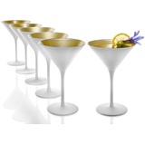 Stölzle Lausitz Elements Cocktailschale, Glas, weiß-Gold, 6 Stück (1er Pack), 6