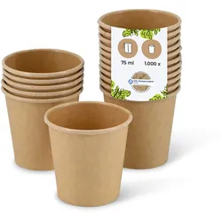 BIOZOYG Portionsbecher 50 Stück 75 ml braun Pappbecher to go Becher Dipschalen Dessertschalen Einweggeschirr - Alternative zum Plastikbecher
