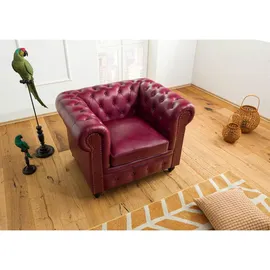 Massivmoebel24 Sessel Chesterfield Leder 105 x 75 x 82 cm Rot
