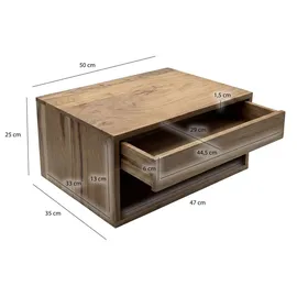 FineBuy Nachtschrank FB117940 50 x 35 x 25 cm Braun