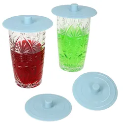 4x FLEX Frischhaltedeckel Ø10cm blau wiederverwendbar Silikon Glas Dosen Becher
