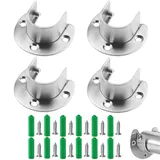 AZWOOD Rundrohr Halterung, Kleiderstange Stangenhalterung Kleiderstange Spurstangenkopf Schrank Kleiderstangenhalter Rundrohr Gardinenstange Halter mit Schrauben für Schrankrohr-Stange (25mm, 4 Stück)