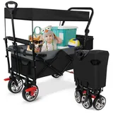 HOMELUX Bollerwagen faltbar mit Dach Handwagen Transportwagen klappbar nutzbar Gartenwagen schwarz