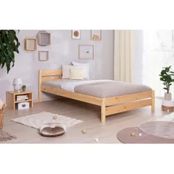 TiCAA Massivholz Einzelbett "Bora" Kiefer Natur