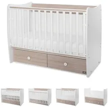 Lorelli Babybett MATRIX NEW 120 x 60 cm, 2 Ebenen, 2 Schubladen weiß braun