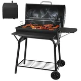 Holzkohlegrills Mit Deckel | Holzkohlegrill Grillwagen - Kohlegrill Griff, Grillrost und Thermometer, Smoker Grill Holzkohles Holzkohlegrill groß, BBQ Grill Gartengrill Holzkohle