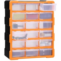 Tidyard Multi-Schubladen-Organizer mit 18 Schubladen Kleinteilemagazin Aufbewahrungseinheit Sortierkasten Sortimentskasten Sortierbox Sortimentsbox Werkzeugschrank Sichtlagerboxen Orange und Schwarz