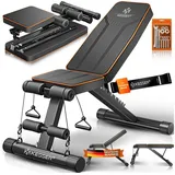 KESSER Hantelbank Multifunktionale Trainingsbank mit Rückenlehne 500kg Belastbarkeit, (Klappbare Verstellbare Mehrzweck-Hantelbank Flachbank zum Bankdrücken), Fitnessgerät Ganzkörpertraining Schrägbank für Fitness & Training orange|schwarz