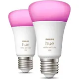 Philips Hue White & Color Ambiance E27 LED-Lampe - Doppelpack, A60, 806lm, 4000K (929002489602)