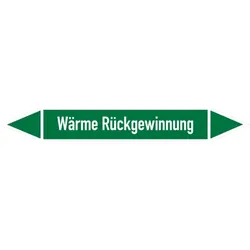 Rohrleitungskennzeichen Wärme Rückgewinnung - 187x26 mm Folie selbstklebend