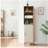 [en.casa] Ferrersp Hochschrank 160 x 42 x 35 cm Eicheoptik/Beige MDF