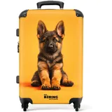 NoBoringSuitcases.com Kinderkoffer, Kinder Koffer, Koffer Groß, Koffer Kinder, TSA Schloss, Trolley Koffer Mittelgroß, Kindertrolley, Koffer Mittelgroß (Deutscher Schäferhund - Orange, 67 cm - 72 L)