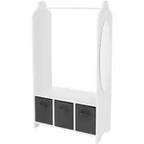 joyz Kinder Kleiderständer mit Ablage Fächer Spiegel Weltraum 63x30x115 cm Weiß