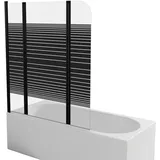 Marwell Badewannenfaltwand MARWELL White Vital chrom - 3-flg, 145x140cm - Kunststoff gefrostet in weiß - Duschabtrennung mit Handtuchhalter - Weiß/Transparent