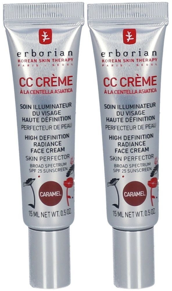 erborian CC Crème à la Centella Asiatica Caramel 2x15 ml fond(s) de teint