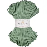 Geflochtene Baumwollkordel 5mm 100m, 46 Farben, Häkelkordel, Makramee Kordel, Makramee Garn, Premium Garn, Makramee Seil, Sznurkomania (Salbei)