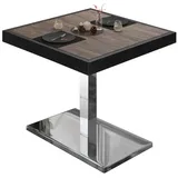 GGMMÖBEL BM | Bistrotisch | B:T:H 80 x 80 x 77 cm | Light Wenge / Edelstahl | Quadratisch | Metall Schwarzer Rahmen