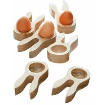 Loberon Eierbecher 6er Set Nante, Mangoholz, H/B/T ca. 2.5/6/12.5 cm, braun