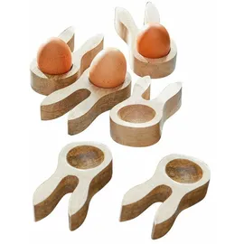 Loberon Eierbecher 6er Set Nante, Mangoholz, H/B/T ca. 2.5/6/12.5 cm, braun