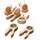 Loberon Eierbecher 6er Set Nante, Mangoholz, H/B/T ca. 2.5/6/12.5 cm, braun